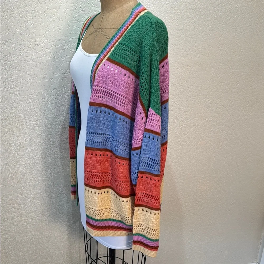 Sage + Fig Women's Medium Colorful Striped Open Front Cardigan Sweater NWT - Picture 8 of 10